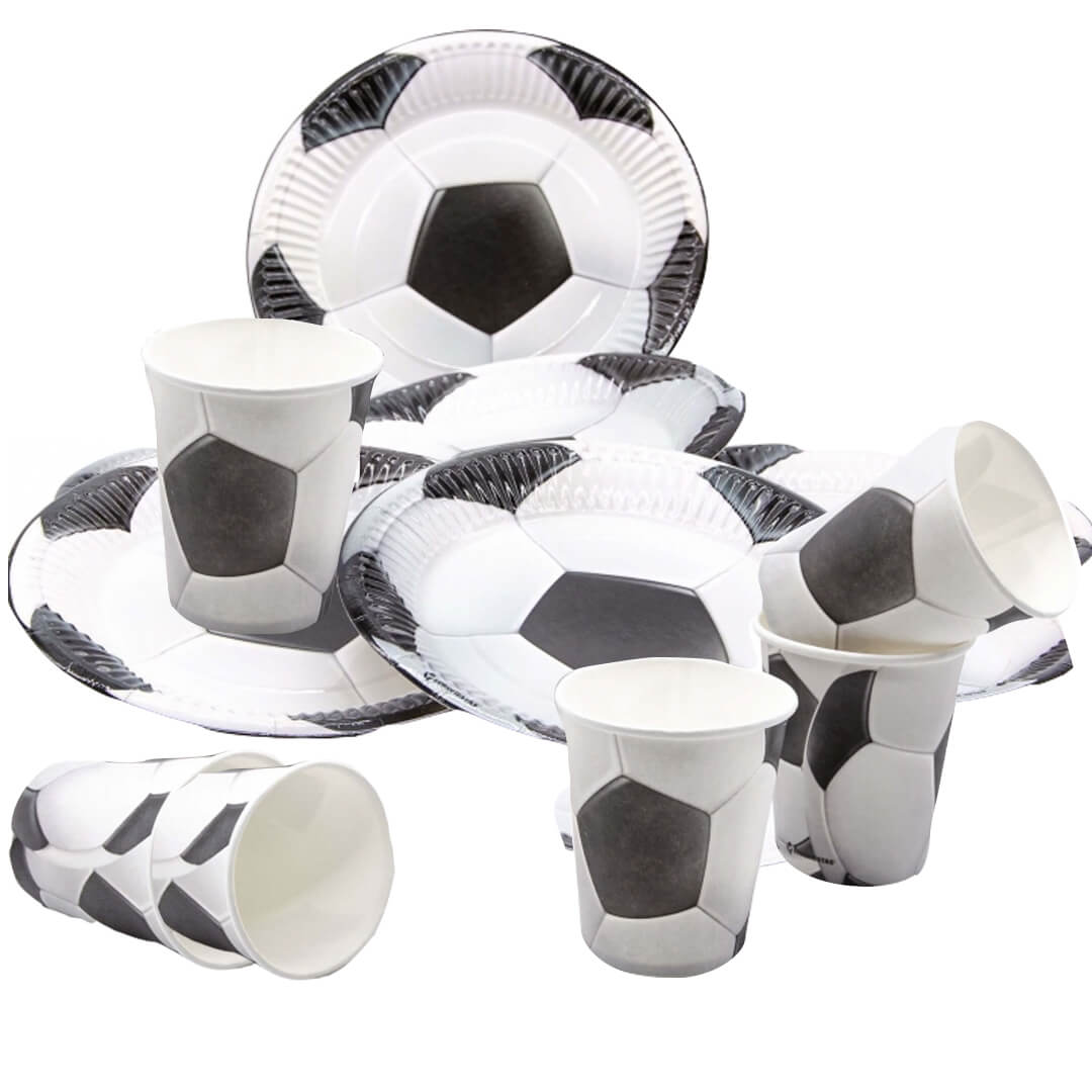 Vasos y platos fútbol